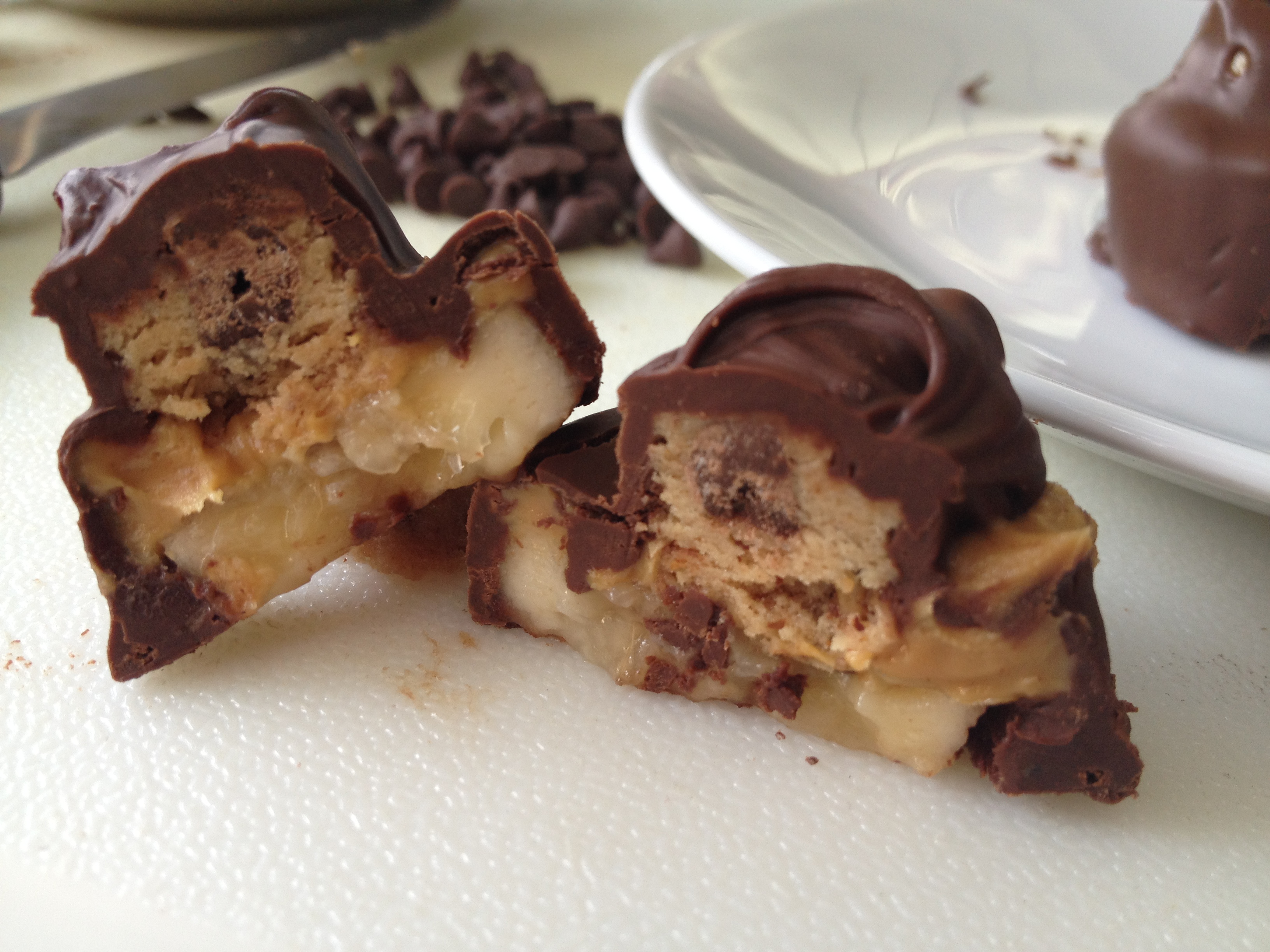 Chocolate Protein Cookie Dough Bites with Banana and Peanut Butter