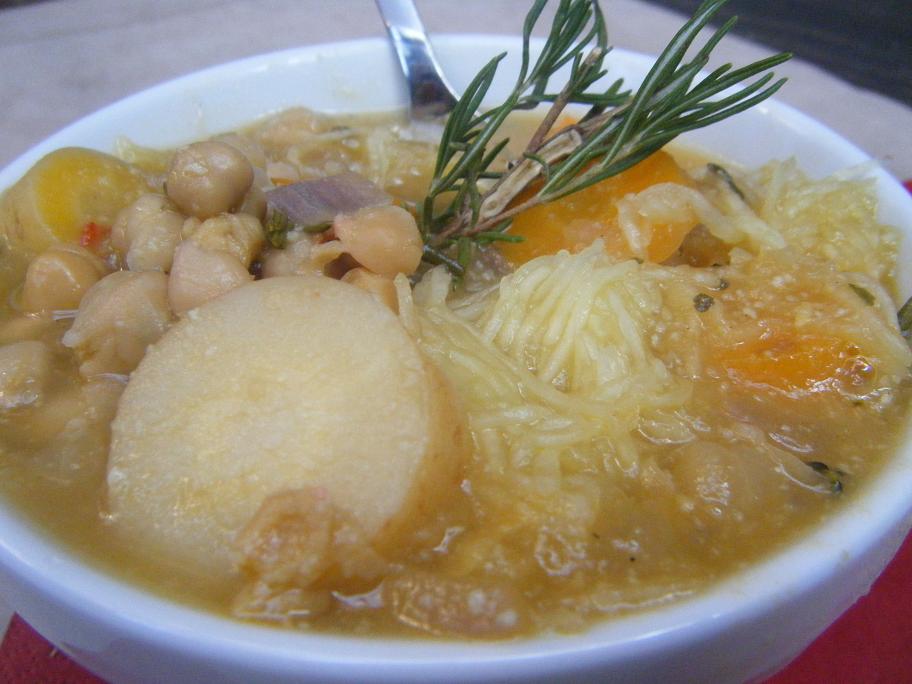 Chickpea Noodle Soup with Spaghetti Squash