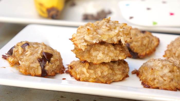 Coconut banana cookies with chocolate chips.